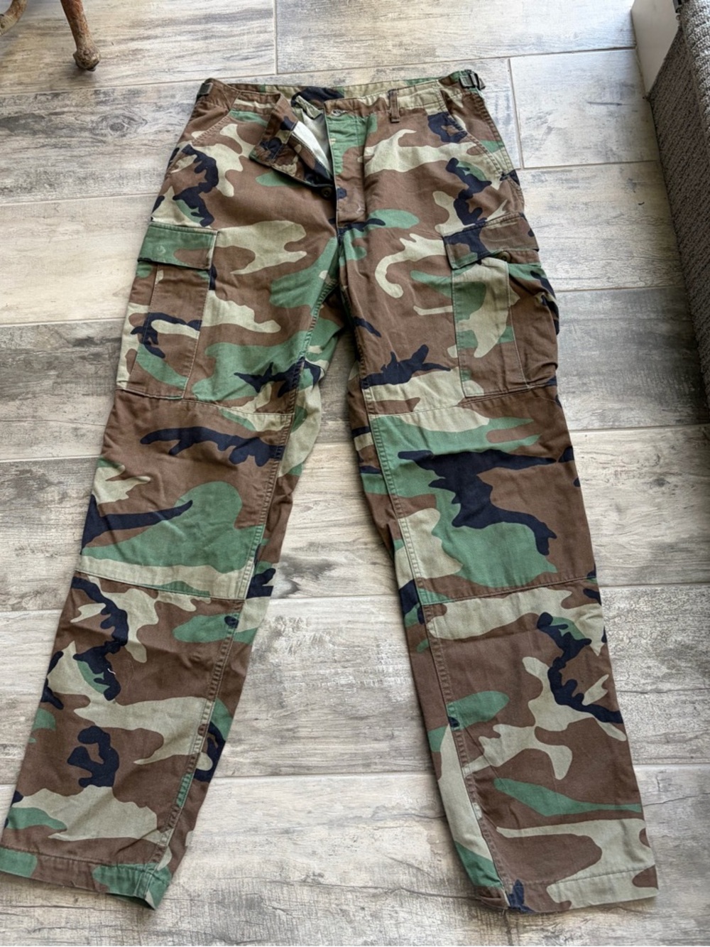 Woodland Camo Cargo Pants - Green/Brown/Black
